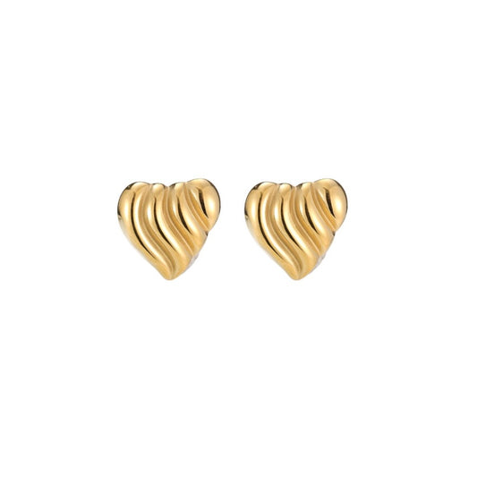 WAVE HEART OHRSTECKER GOLD